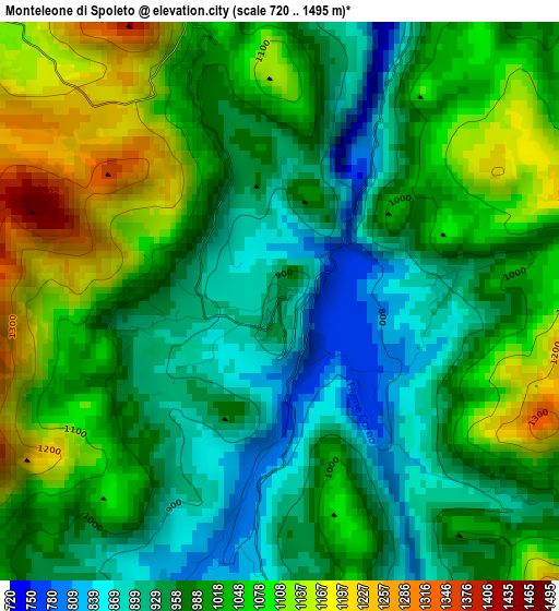 Monteleone di Spoleto elevation map