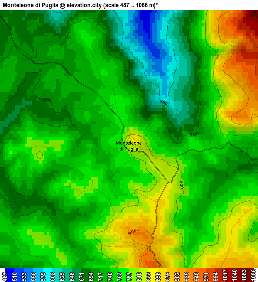 Monteleone di Puglia elevation map