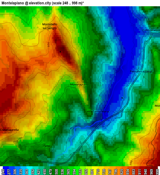 Montelapiano elevation map