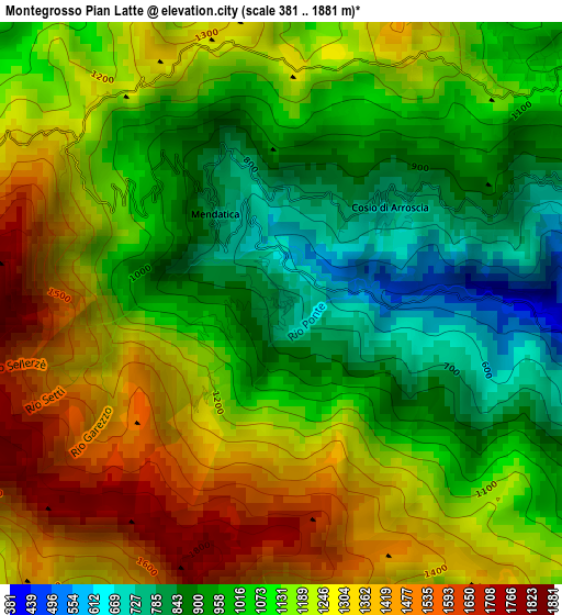 Montegrosso Pian Latte elevation map