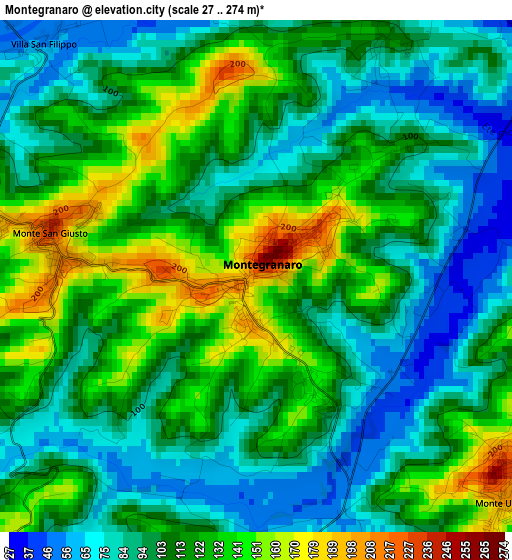 Montegranaro elevation map