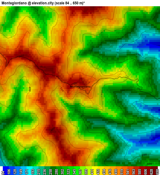 Montegiordano elevation map