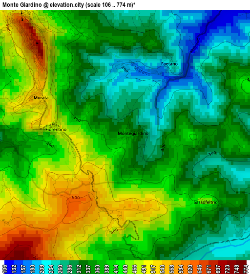 Monte Giardino elevation map