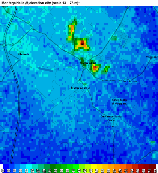 Montegaldella elevation map