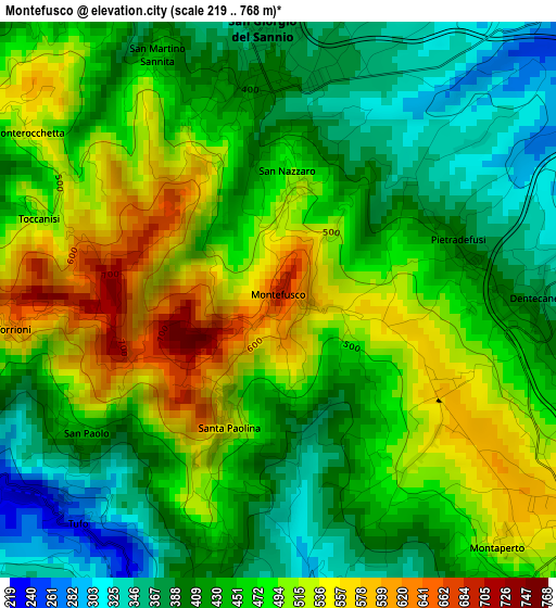 Montefusco elevation map