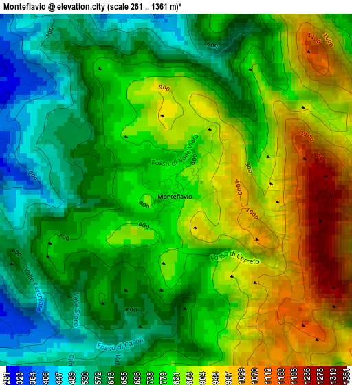 Monteflavio elevation map