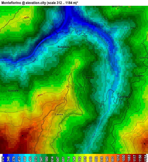 Montefiorino elevation map