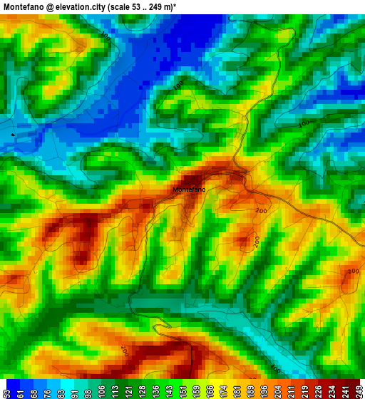 Montefano elevation map