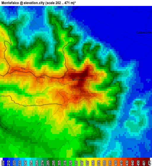 Montefalco elevation map