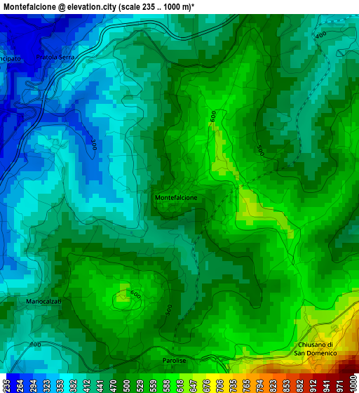 Montefalcione elevation map