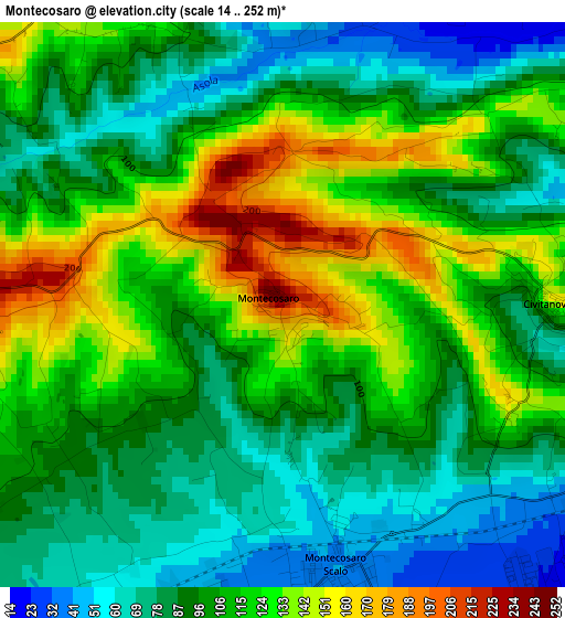 Montecosaro elevation map