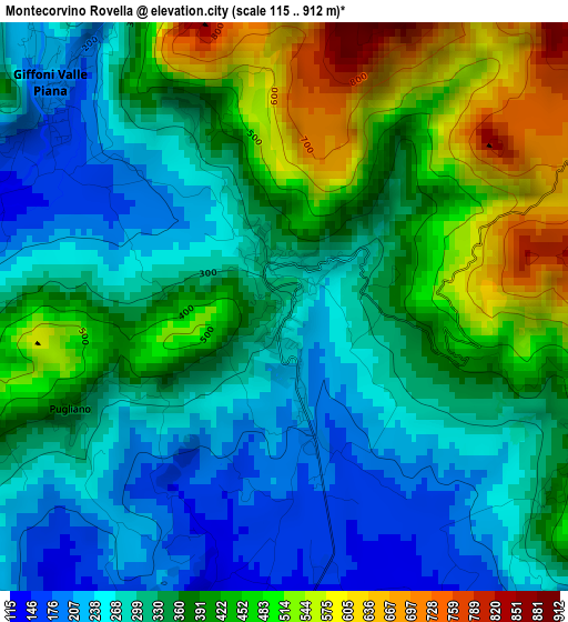 Montecorvino Rovella elevation map