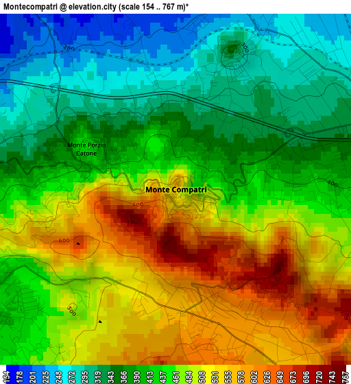 Montecompatri elevation map