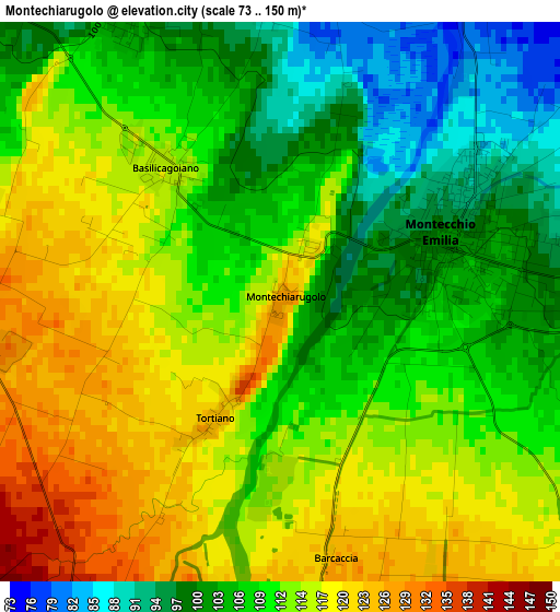 Montechiarugolo elevation map