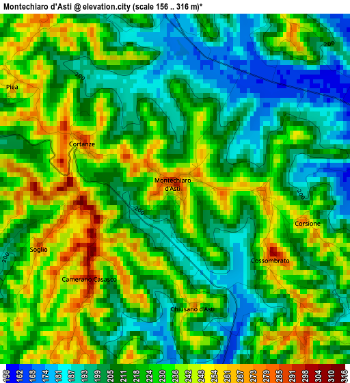 Montechiaro d'Asti elevation map