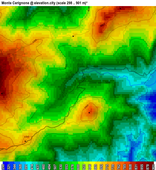 Monte Cerignone elevation map