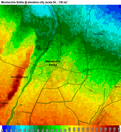 Montecchio Emilia elevation map