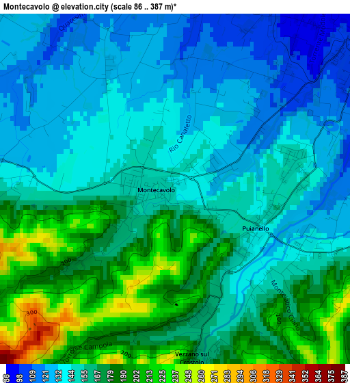 Montecavolo elevation map