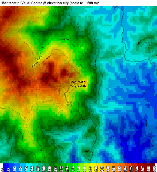 Montecatini Val di Cecina elevation map