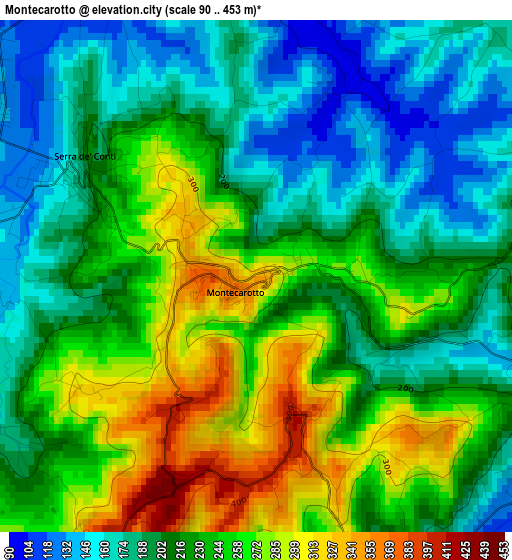 Montecarotto elevation map