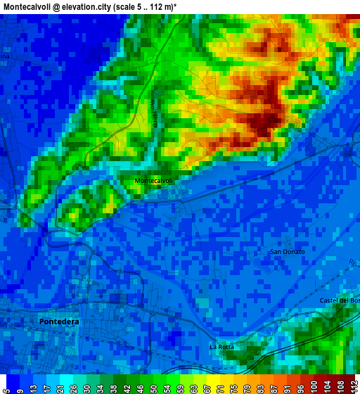 Montecalvoli elevation map