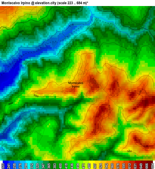 Montecalvo Irpino elevation map