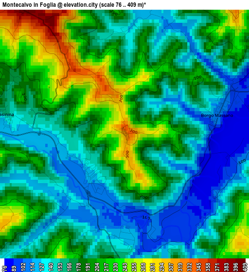 Montecalvo in Foglia elevation map