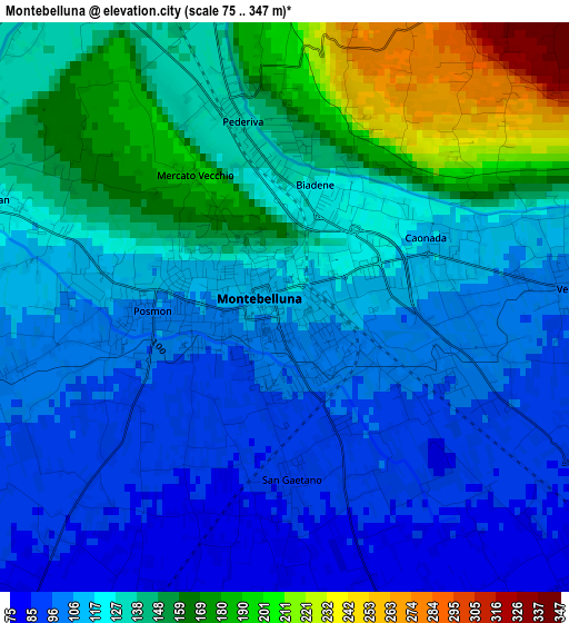 Montebelluna elevation map