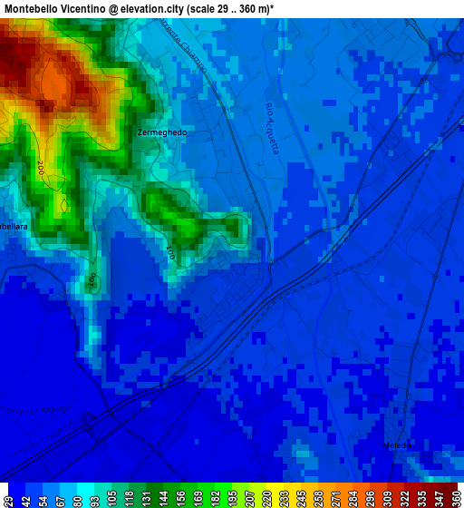 Montebello Vicentino elevation map