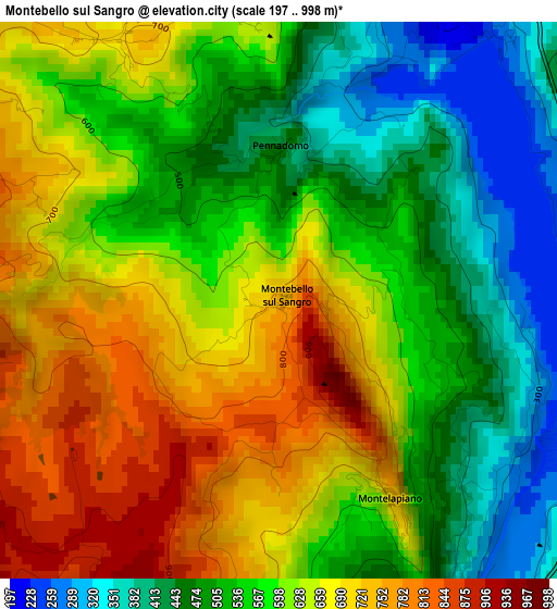 Montebello sul Sangro elevation map