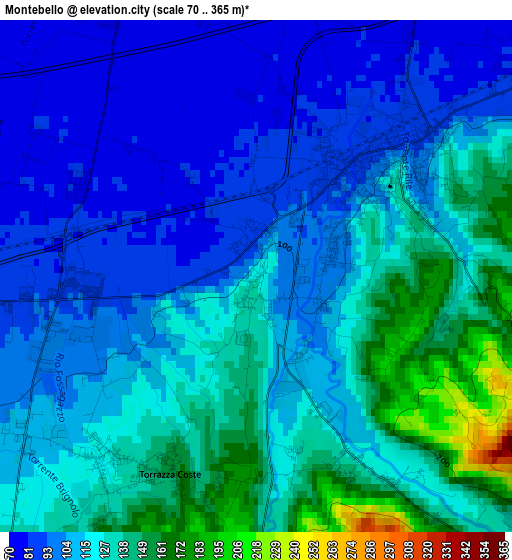 Montebello elevation map