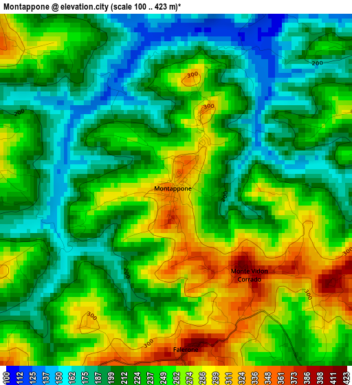 Montappone elevation map