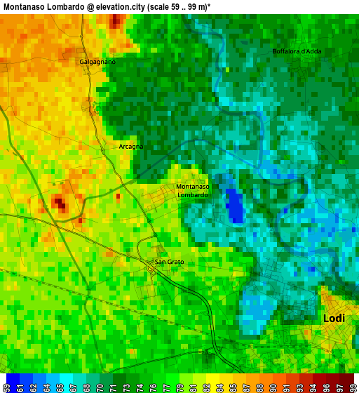 Montanaso Lombardo elevation map