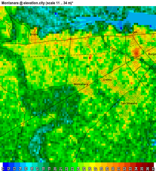 Montanara elevation map