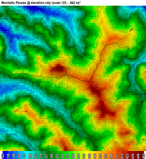 Montalto Pavese elevation map