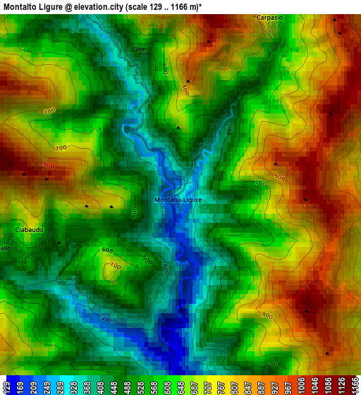 Montalto Ligure elevation map