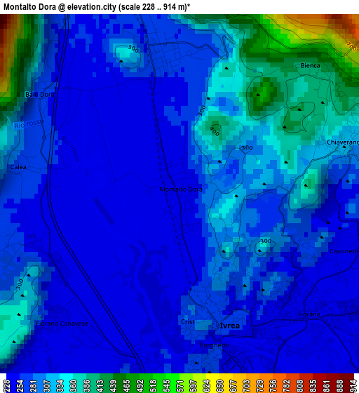 Montalto Dora elevation map