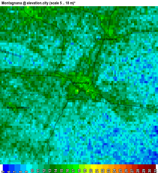 Montagnana elevation map