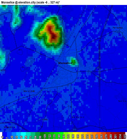 Monselice elevation map