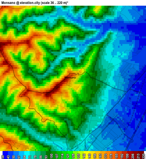 Monsano elevation map