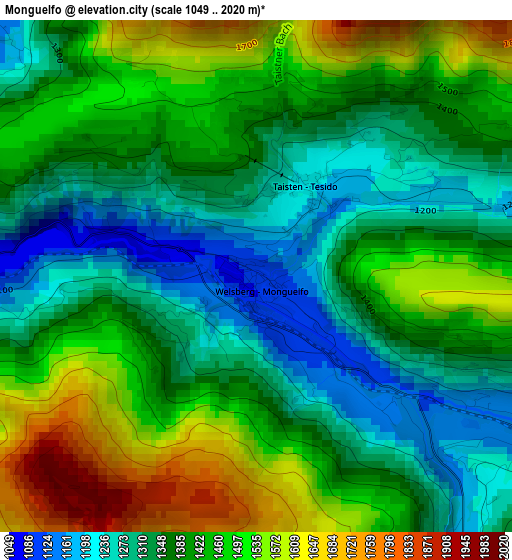 Monguelfo elevation map