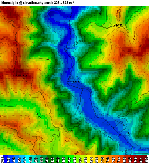 Monesiglio elevation map