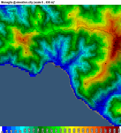 Moneglia elevation map