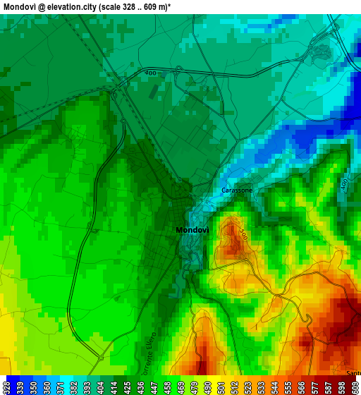 Mondovì elevation map