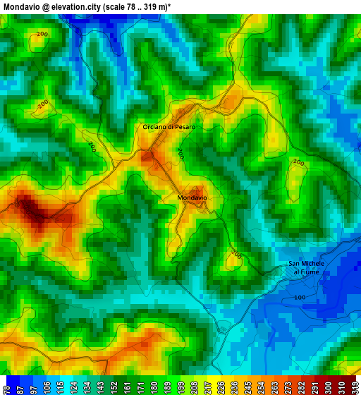 Mondavio elevation map