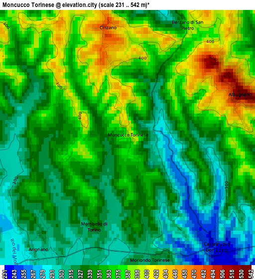 Moncucco Torinese elevation map