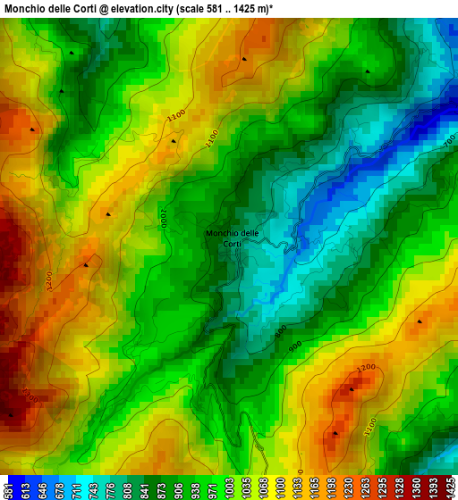 Monchio delle Corti elevation map