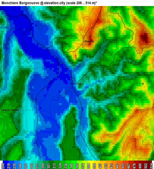 Monchiero Borgonuovo elevation map