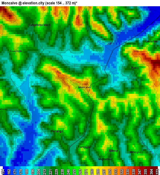 Moncalvo elevation map