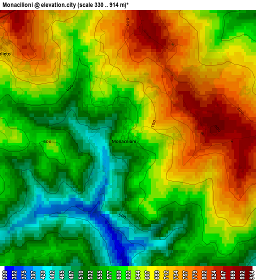 Monacilioni elevation map